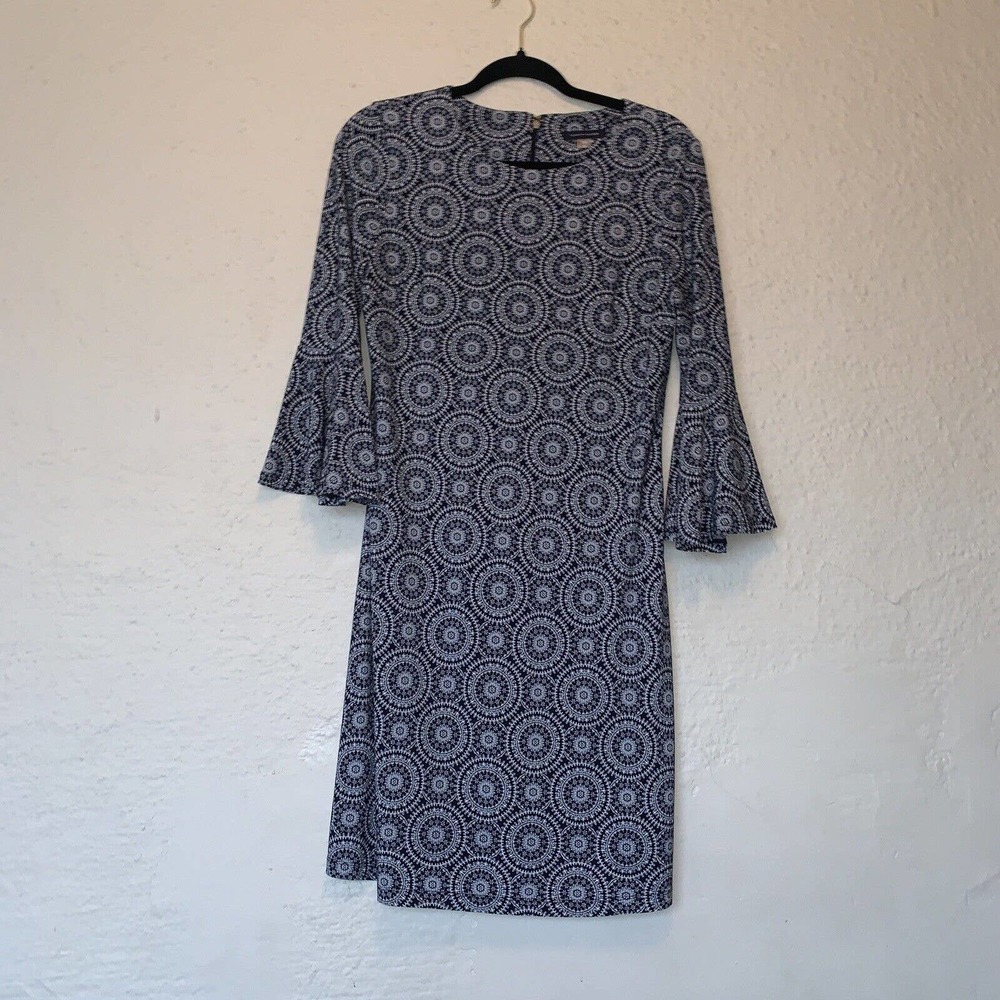 Tommy Hilfiger Womens Shift Dress Dot Floral Print Short Sleeve Back Zip Size 4